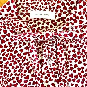 Anine Bing - Holly Heart-Print 100% Silk Shirt. Size Small. Great condition
